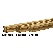 Grenen sleufpaal 8.8x8.8x270 cm, t.b.v. 28 mm profielplanken, hoekpaal, groen geïmpregneerd