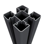 Premium Composiet Newtechwood aluminium sleufpaal, met paalkap en paalhouder, 8x8x190 cm, zwart.