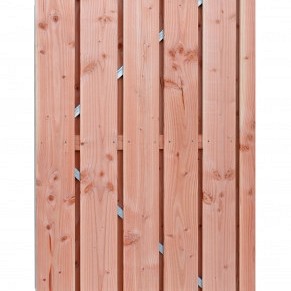 BP Douglas geschaafde plankendeur/poort op verstelbaar stalen frame, brede plank 16x1,8 cm. 100 x 200 cm, onbehandeld.