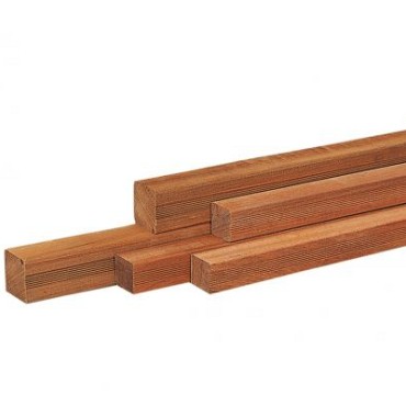 Azobe Hardhouten paal geschaafd met V-groef, gepunt 6,5 x 6,5 x 275 cm