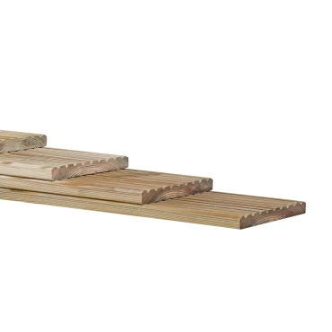 Grenen enkelzijdig geprofileerd dekdeel, 2.8x14.5x300 cm, groen geïmpregneerd