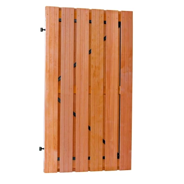 Hardhouten plankendeur recht verticaal op zwart verstelbaar stalen frame 100x180 cm