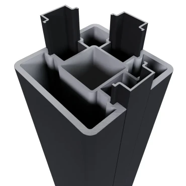 Premium Composiet Newtechwood aluminium poortpaalset, 2 stuks met paalkap, 8x8x270 cm, zwart.