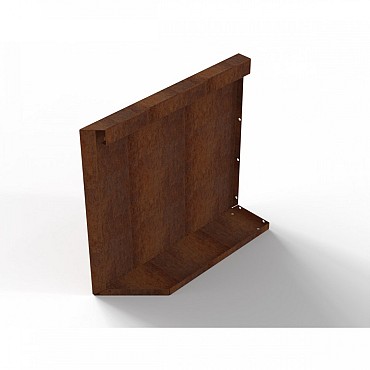 Bloembak module+ uitwendig hoekpaneel (B) 60x56 cm R corten