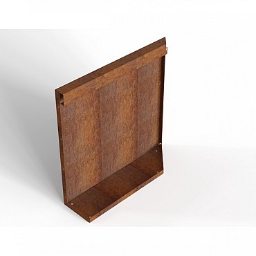 Bloembak module+ uitwendig hoekpaneel (B) 60x56 cm L corten