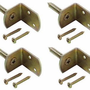 Kaart 4 x L-beslag incl. 8 schroeven geel verzinkt
