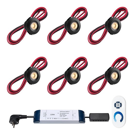 LED overkapping inbouwspot Montana 4 kanaals  zwart (set van 6)