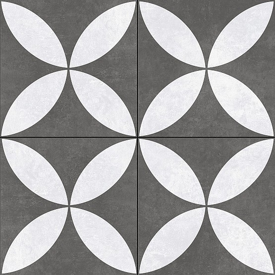 GSB Ceramic Plus Fiore Bianco Nero 60x60x4 cm