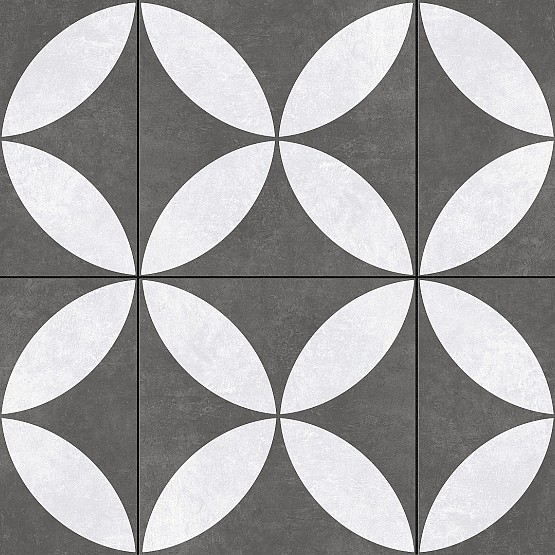 GSB Ceramic Plus Fiore Bianco Nero 60x60x4 cm