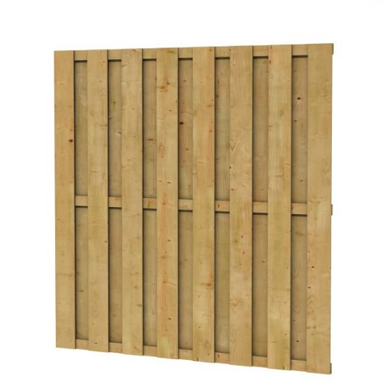 Grenen geimpregneerd plankenscherm Basic 18-planks 15 mm, 179 x 179 cm, recht