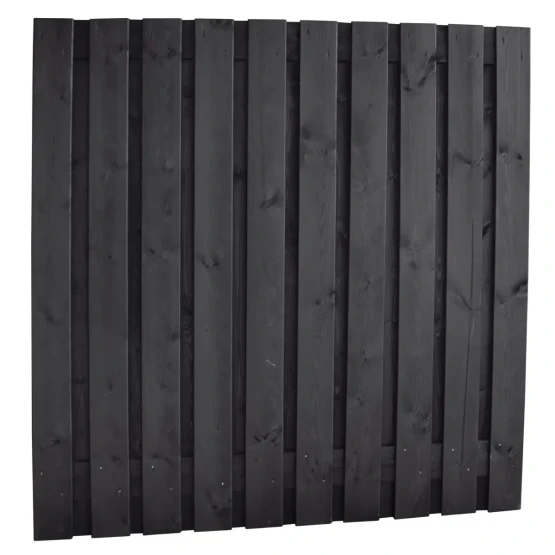 Naaldhout geschaafd plankenscherm 21-planks 15 mm, 180x180 cm, recht, geïmpregneerd en zwart gedompeld