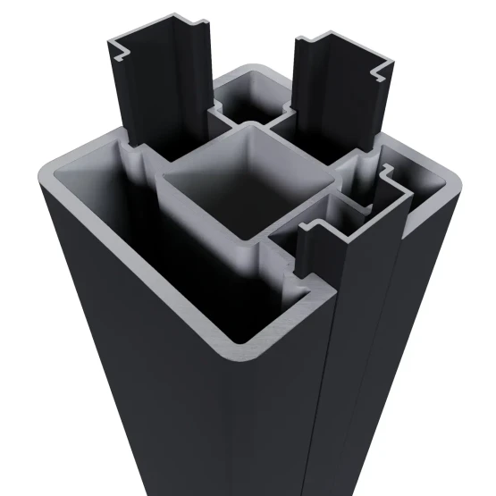 Premium Composiet Newtechwood aluminium poortpaalset, 2 stuks met paalkap, 8x8x270 cm, zwart.